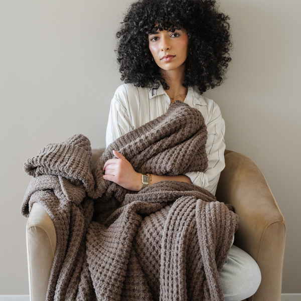 WAFFLE KNIT THROW BLANKETS
