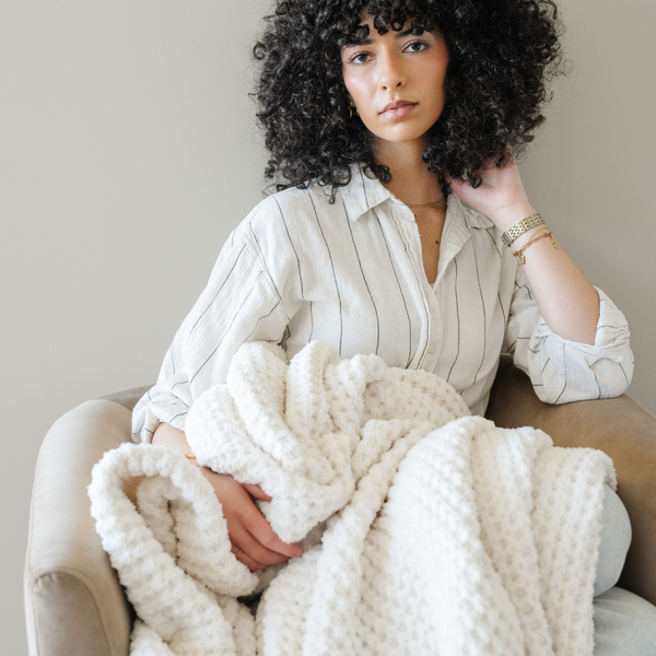 WAFFLE KNIT THROW BLANKETS