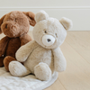 A charming display of two soft plush stuffed animals—a brown dog and a light-colored bear—sitting together on a cozy playmat. Their adorable features and textures make them perfect companions for children. This delightful scene highlights the importance of quality plush toys in creating a warm and inviting play environment, ideal for parents searching for comforting and cuddly toys for their little ones.