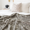 A cashmere colored luxurious patterned faux fur throw blanket that is a Saranoni blanket. This ultra-soft, plush throw blanket adds a touch of elegance and warmth to any space, perfect as a soft throw blanket or fluffy blanket for lounging. Ideal for those seeking a high-quality artificial fur blanket or luxury blanket, this versatile and stylish soft blanket enhances both comfort and decor. Shop the best blankets and throws for ultimate relaxation and cozy vibes.