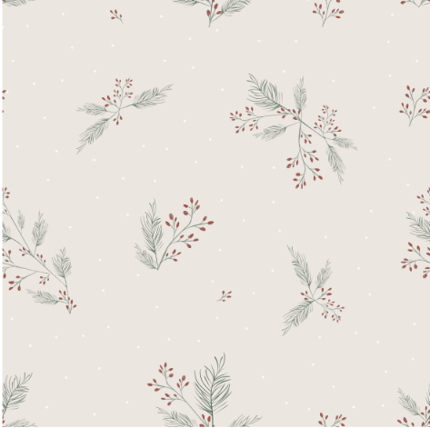 Close-up pattern of a holiday holly berry print with green leaves and red berries, set on a light background. Perfect design for festive winter blankets and holiday home decor.