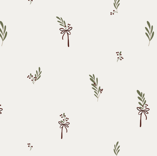Pattern of leaves and bows on a light background