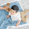 Gentle receiving blanket with a textured design, adding a touch of style while keeping your baby snug.