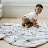 Kids’ bamboo rayon muslin quilt with a vibrant pattern, offering a lightweight and cozy option for naps, playtime, and bedtime.