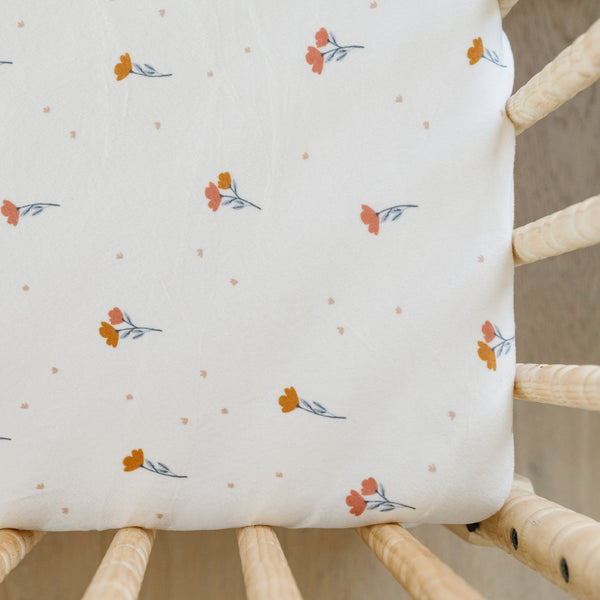 Minky Stretch Luxe crib sheet in a floral pattern, designed with soft and stretchy minky fabric for ultimate comfort. Perfect fit for standard crib mattresses, offering a cozy and luxurious sleep environment for your baby.