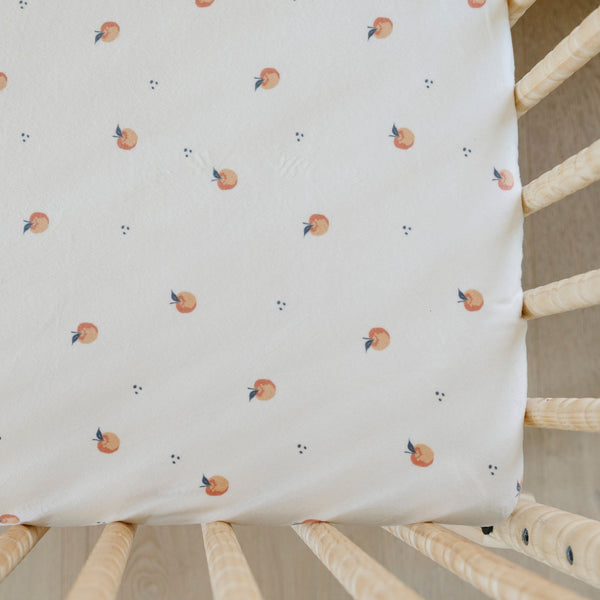 Minky Stretch Luxe crib sheet in a apple pattern, designed with soft and stretchy minky fabric for ultimate comfort. Perfect fit for standard crib mattresses, offering a cozy and luxurious sleep environment for your baby.