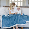 Ocean blue toddler blanket with a plush, cushioned feel, designed to keep your little one snug and cozy.