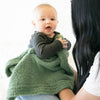 Mom and baby boy playing with stretchy, soft, Olive BAMBONI RECEIVING BLANKETS - Saranoni