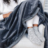 Woman wearing extra luxurious, Charcoal BAMBONI® SOCKS - Saranoni