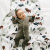 Baby boy laying on a plush and cozy baby swaddle, designed to provide a gentle, luxurious feel for your baby.