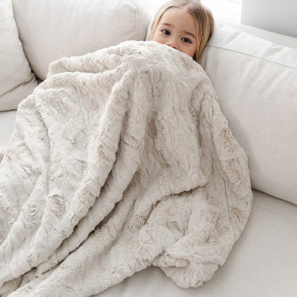 BUFF PATTERNED FAUX FUR XL BLANKET - Saranoni