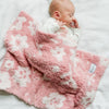 Newborn Baby Girl Falling Asleep With Adorable Petal DOUBLE-LAYER BAMBONI MINI BLANKETS - Saranoni