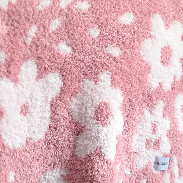 Details and texture of beautiful,, super soft and stretchy Pink Petal DOUBLE-LAYER BAMBONI RECEIVING BLANKETS - Saranoni