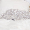 Details of super soft, thick, cozy, stretchy, Gray Leopard DOUBLE-LAYER BAMBONI RECEIVING BLANKETS - Saranoni