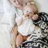 Little boy and baby sister snuggling with super comfortable Mudcloth DOUBLE-LAYER BAMBONI RECEIVING BLANKETS - Saranoni