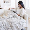 DOUBLE RUCHED FAUX FUR THROW BLANKETS - Large Saranoni throw blanket adding comfort and style to a living room