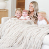 DOUBLE RUCHED FAUX FUR XL THROW BLANKETS - Big blankets for the whole family - Saranoni Ruched Minky in use.