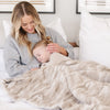 MARBLE FAUX FUR/MINKY XL THROW BLANKETS - Mom and daughter snuggling in the super soft Saranoni Marble Faux Fur/Minky throw.