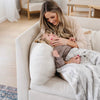 MARBLE FAUX FUR/MINKY XL THROW BLANKETS - Mom and daughter wrapped in the luxuriously soft Saranoni Marble Faux Fur/Minky XL throw.