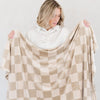 Beautiful and stretchy checkered MINKY STRETCH RECEIVING BLANKETS - Saranoni