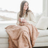 PATTERNED FAUX FUR THROW BLANKETS - Girl wrapped in a big fluffy Saranoni blanket