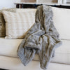 PATTERNED FAUX FUR THROW BLANKETS - Luxuriously soft Saranoni blanket on a stylish couch