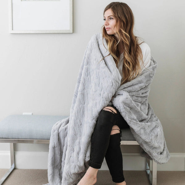 PATTERNED FAUX FUR THROW WEIGHTED BLANKETS - Saranoni