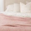 Details of beautifully soft and cozy, stretchy and warm light pink Cameo RIBBED BAMBONI XL BLANKETS - Saranoni