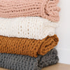 ROSY CHUNKY KNIT THROW BLANKET - Saranoni