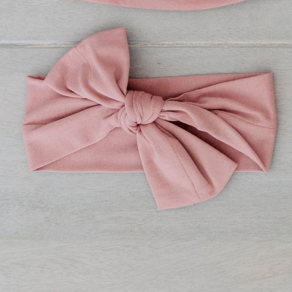 Pink colored super soft baby girl bow headbands- Saranoni