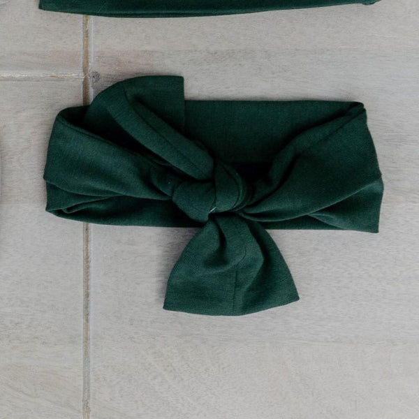 STRETCHY green bow headband that matches swaddle for newborns - Saranoni