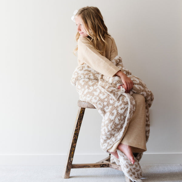 Tan Leopard Double-Layer Bamboni Toddler Blanket - Saranoni