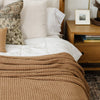 Elegant king waffle knit blanket featuring a classic, grid-like weave. 