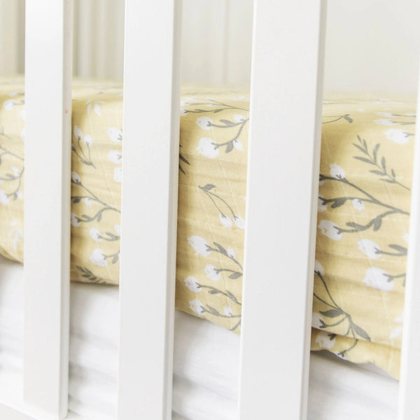 Yellow Buds Cotton Crib Sheet - Saranoni